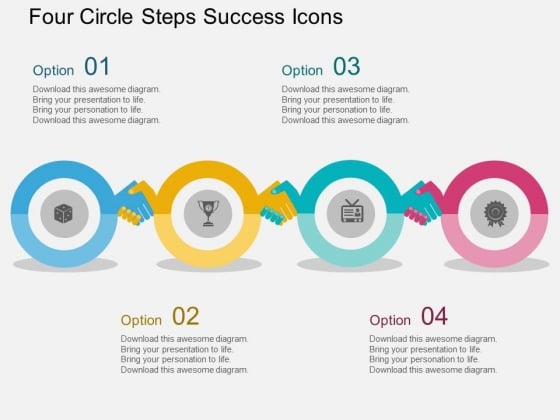 Four Circle Steps Success Icons Powerpoint Template Four Circle Steps Success Icons Powerpoint Template