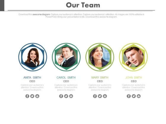 Four Circles With Team Members Photos Powerpoint Slides Four Circles With Team Members Photos Powerpoint Slides