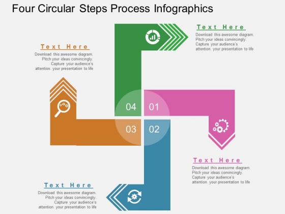Four Circular Steps Process Infographics Powerpoint Template