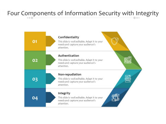 Four Components Of Information Security With Integrity Ppt PowerPoint Presentation File Gallery PDF Four Components Of Information Security With Integrity Ppt PowerPoint Presentation File Gallery PDF