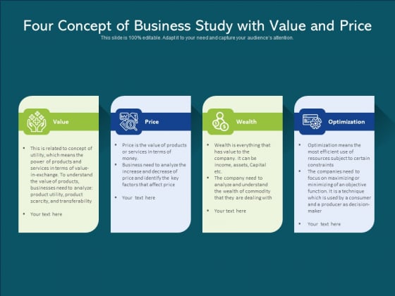 Four Concept Of Business Study With Value And Price Ppt PowerPoint Presentation Gallery Sample PDF Four Concept Of Business Study With Value And Price Ppt PowerPoint Presentation Gallery Sample PDF
