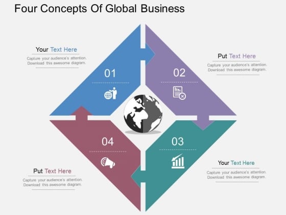 Four Concepts Of Global Business Powerpoint Templates