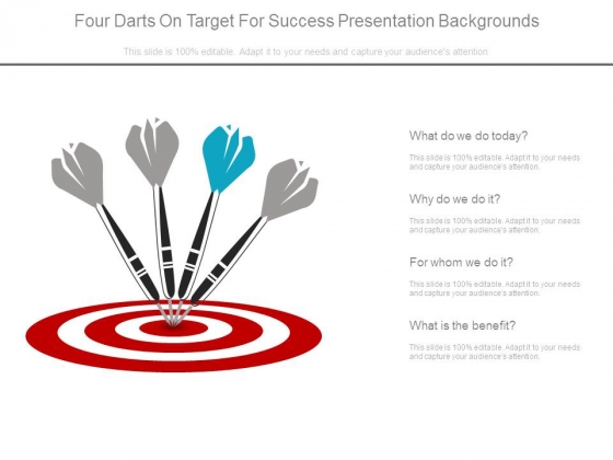 Four Darts On Target For Success Presentation Backgrounds Four Darts On Target For Success Presentation Backgrounds