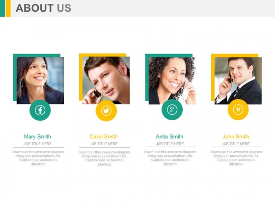 Four Employees Social Media Profiles Powerpoint Slides Four Employees Social Media Profiles Powerpoint Slides