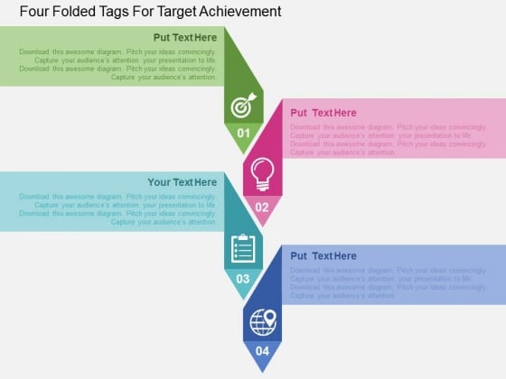 Four Folded Tags For Target Achievement Powerpoint Templates Four Folded Tags For Target Achievement Powerpoint Templates