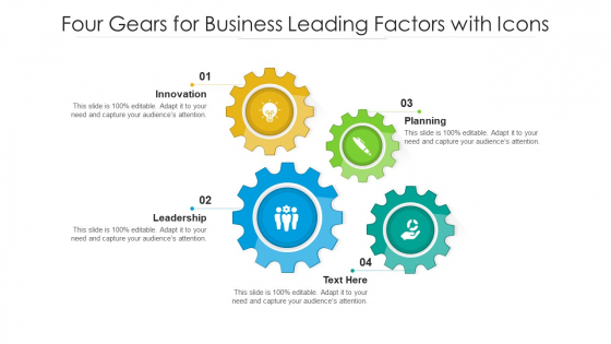 Four Gears For Business Leading Factors With Icons Ppt PowerPoint Presentation File Infographic Template PDF Four Gears For Business Leading Factors With Icons Ppt PowerPoint Presentation File Infographic Template PDF