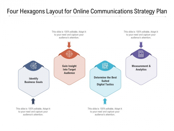 Four Hexagons Layout For Online Communications Strategy Plan Ppt PowerPoint Presentation Gallery Styles PDF Four Hexagons Layout For Online Communications Strategy Plan Ppt PowerPoint Presentation Gallery Styles PDF