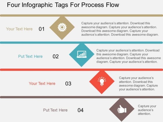 Four Infographic Tags For Process Flow Powerpoint Template Four Infographic Tags For Process Flow Powerpoint Template