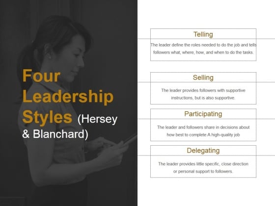 Four Leadership Styles Hersey And Blanchard Ppt PowerPoint Presentation Examples