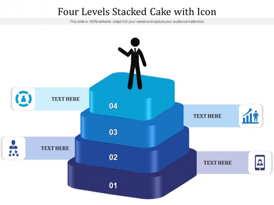 Four Levels Stacked Cake With Icon Ppt PowerPoint Presentation Gallery Aids PDF