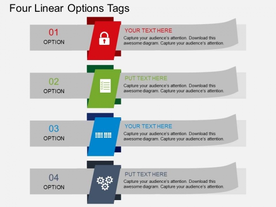 Four Linear Options Tags Powerpoint Template Four Linear Options Tags Powerpoint Template