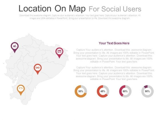 Four Locations On Map With Percentage Analysis Powerpoint Slides Four Locations On Map With Percentage Analysis Powerpoint Slides