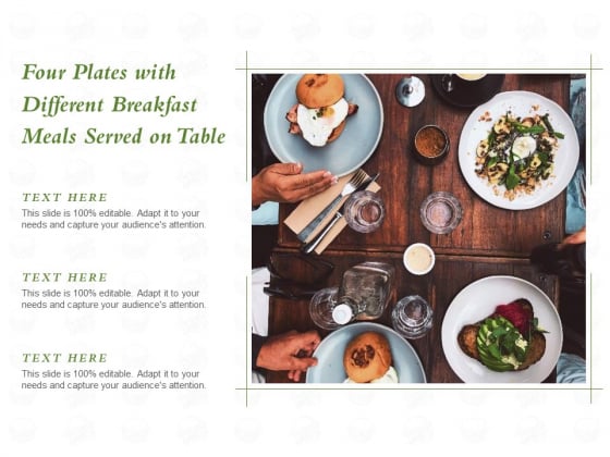 Four Plates With Different Breakfast Meals Served On Table Ppt PowerPoint Presentation Pictures Templates PDF Four Plates With Different Breakfast Meals Served On Table Ppt PowerPoint Presentation Pictures Templates PDF