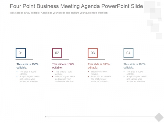 Four Point Business Meeting Agenda Ppt PowerPoint Presentation Influencers Four Point Business Meeting Agenda Ppt PowerPoint Presentation Influencers