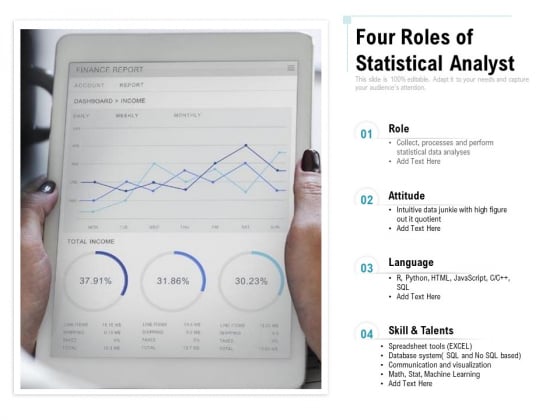 Four Roles Of Statistical Analyst Ppt PowerPoint Presentation Gallery Slides PDF Four Roles Of Statistical Analyst Ppt PowerPoint Presentation Gallery Slides PDF