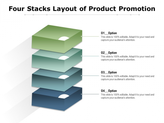 Four Stacks Layout Of Product Promotion Ppt PowerPoint Presentation Example 2015 PDF