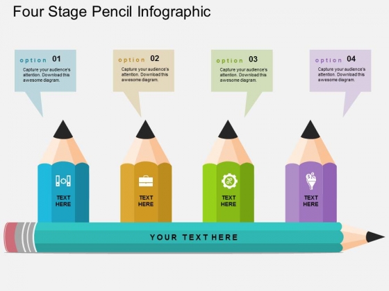 Four Stage Pencil Infographic Powerpoint Template