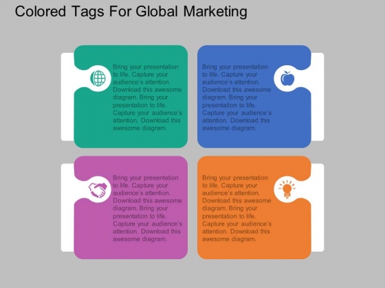 Four Staged Colored Tags For Global Marketing Powerpoint Template Four Staged Colored Tags For Global Marketing Powerpoint Template