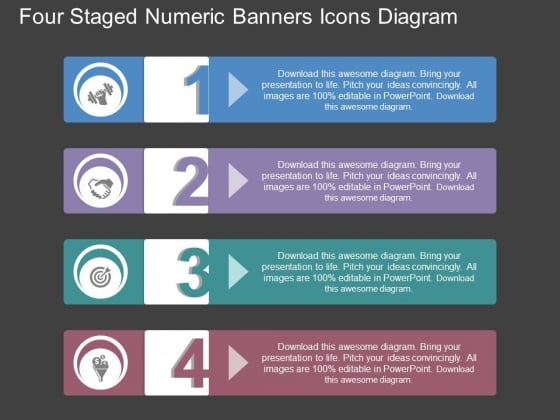 Four Staged Numeric Banners Icons Diagram Powerpoint Template Four Staged Numeric Banners Icons Diagram Powerpoint Template