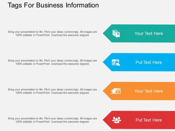 Four Staged Tags For Business Information Powerpoint Template Four Staged Tags For Business Information Powerpoint Template