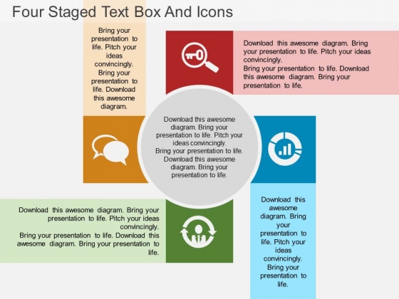 Four Staged Text Box And Icons Powerpoint Template