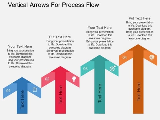 Four Staged Vertical Arrows For Process Flow Powerpoint Template Four Staged Vertical Arrows For Process Flow Powerpoint Template