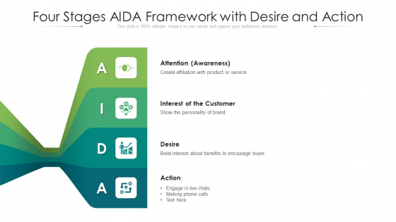 Four Stages AIDA Framework With Desire And Action Ppt PowerPoint Presentation File Influencers PDF Four Stages AIDA Framework With Desire And Action Ppt PowerPoint Presentation File Influencers PDF