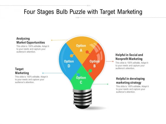 Four Stages Bulb Puzzle With Target Marketing Ppt Powerpoint Presentation Infographic Template Designs Download Pdf Four Stages Bulb Puzzle With Target Marketing Ppt Powerpoint Presentation Infographic Template Designs Download Pdf