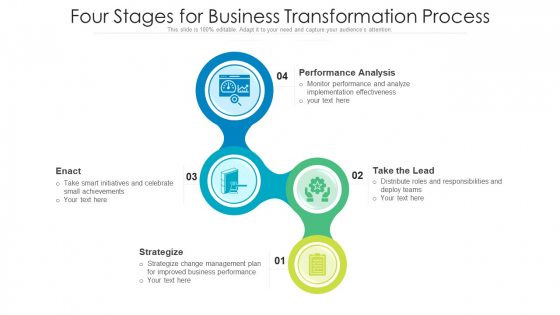 Four Stages For Business Transformation Process Ppt Layouts Portrait PDF Four Stages For Business Transformation Process Ppt Layouts Portrait PDF