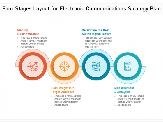 Four Stages Layout For Electronic Communications Strategy Plan Ppt PowerPoint Presentation Gallery Portrait PDF
