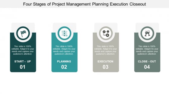 Four Stages Of Project Management Planning Execution Closeout Ppt PowerPoint Presentation Model Graphics Pictures
