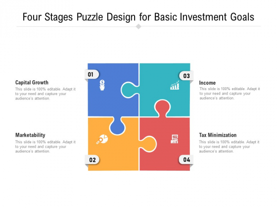 Four Stages Puzzle Design For Basic Investment Goals Ppt Powerpoint Presentation Outline Layout Pdf Four Stages Puzzle Design For Basic Investment Goals Ppt Powerpoint Presentation Outline Layout Pdf
