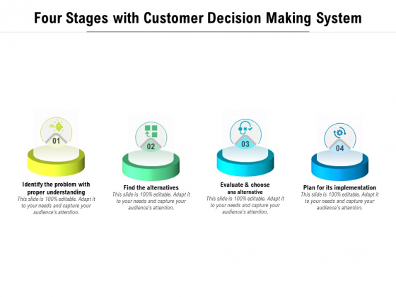 Four Stages With Customer Decision Making System Ppt Powerpoint Presentation Portfolio Graphics Pdf Powerpoint Templates