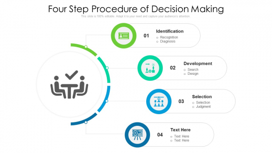 Four Step Procedure Of Decision Making Ppt PowerPoint Presentation Gallery Slide Download PDF