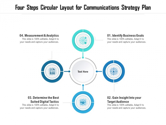 Four Steps Circular Layout For Communications Strategy Plan Ppt PowerPoint Presentation File Pictures PDF Four Steps Circular Layout For Communications Strategy Plan Ppt PowerPoint Presentation File Pictures PDF