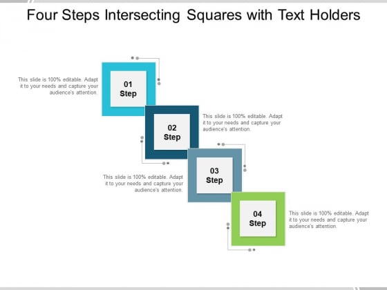 Four Steps Intersecting Squares With Text Holders Ppt PowerPoint Presentation Slides Structure