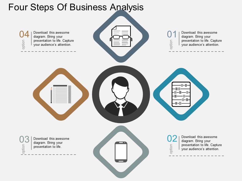 Four Steps Of Business Analysis Powerpoint Templates