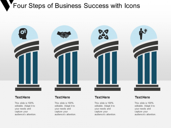 Four Steps Of Business Success With Icons Ppt Powerpoint Presentation Pictures Slide