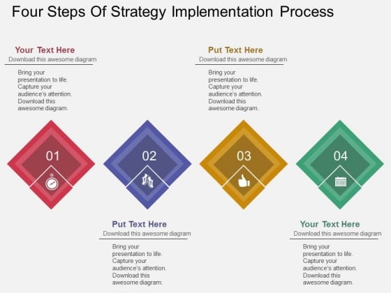 Four Steps Of Strategy Implementation Process Powerpoint Template