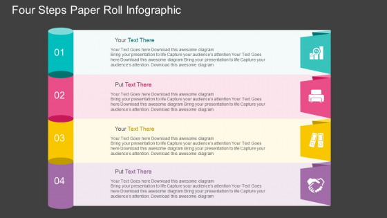 Four Steps Paper Roll Infographic PowerPoint Template Four Steps Paper Roll Infographic PowerPoint Template