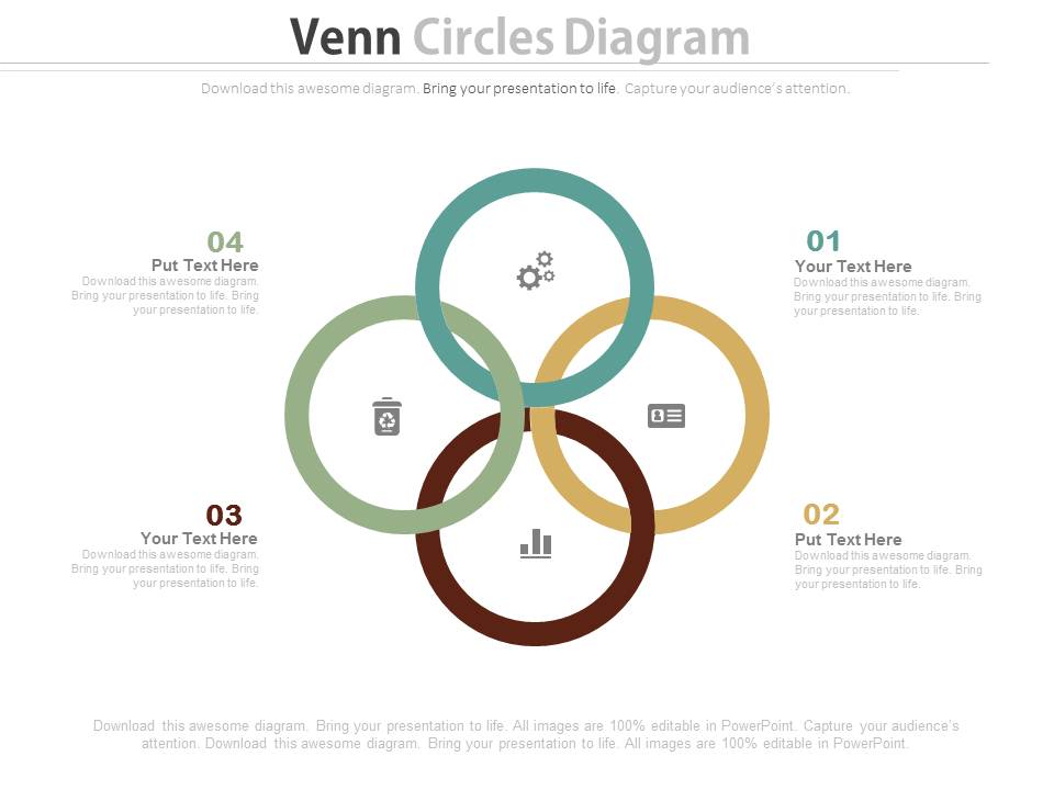 1814 Business Ppt Diagram Four Squares Venn Diagram Powerpoint Template, Presentation Graphics, Presentation PowerPoint Example