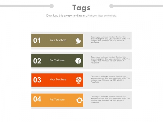 Four Tags For Balanced Scorecard Measures Powerpoint Template Four Tags For Balanced Scorecard Measures Powerpoint Template