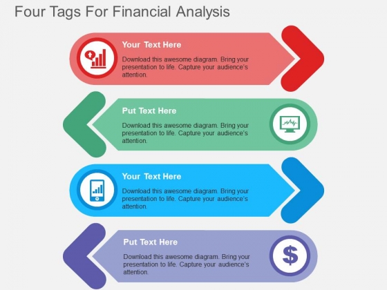 Four Tags For Financial Analysis Powerpoint Template