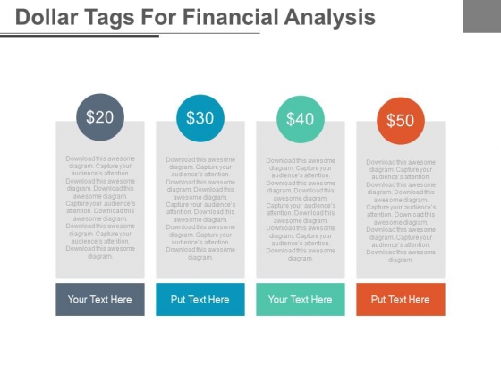 Four Tags With Dollar Values For Financial Analysis Powerpoint Slides Four Tags With Dollar Values For Financial Analysis Powerpoint Slides