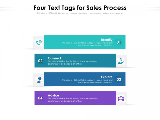 Four Text Tags For Sales Process Ppt PowerPoint Presentation Ideas Influencers PDF Four Text Tags For Sales Process Ppt PowerPoint Presentation Ideas Influencers PDF