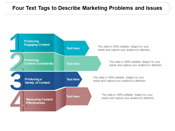 Four Text Tags To Describe Marketing Problems And Issues Ppt PowerPoint Presentation Pictures Slide Portrait