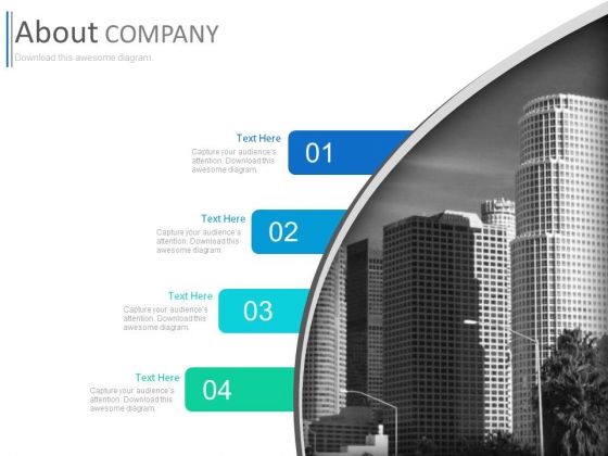 Four Text Tags With Corporate Building Powerpoint Slides