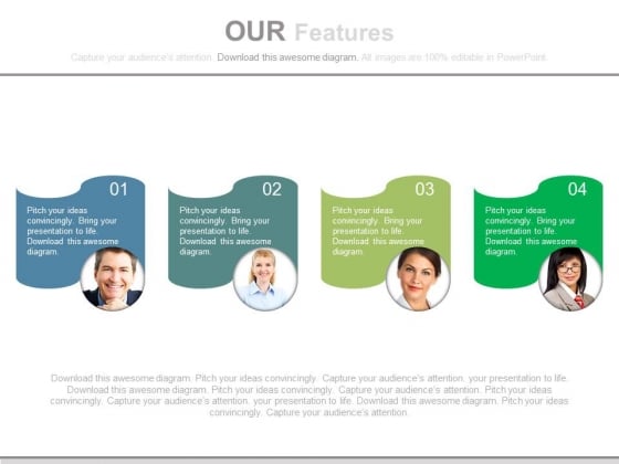 Four Text Tags With Employee Pictures Powerpoint Slides Four Text Tags With Employee Pictures Powerpoint Slides