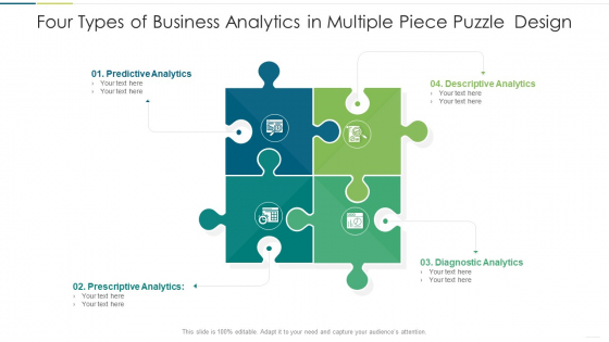 Four Types Of Business Analytics In Multiple Piece Puzzle Design Professional PDF