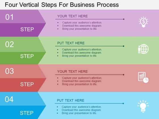 Four Vertical Steps For Business Process Powerpoint Template